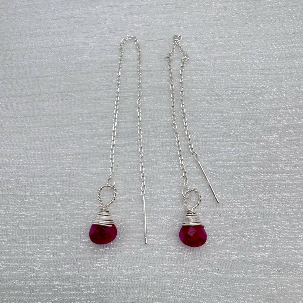 #902 S925 Ruby Threader Earrings - image 2